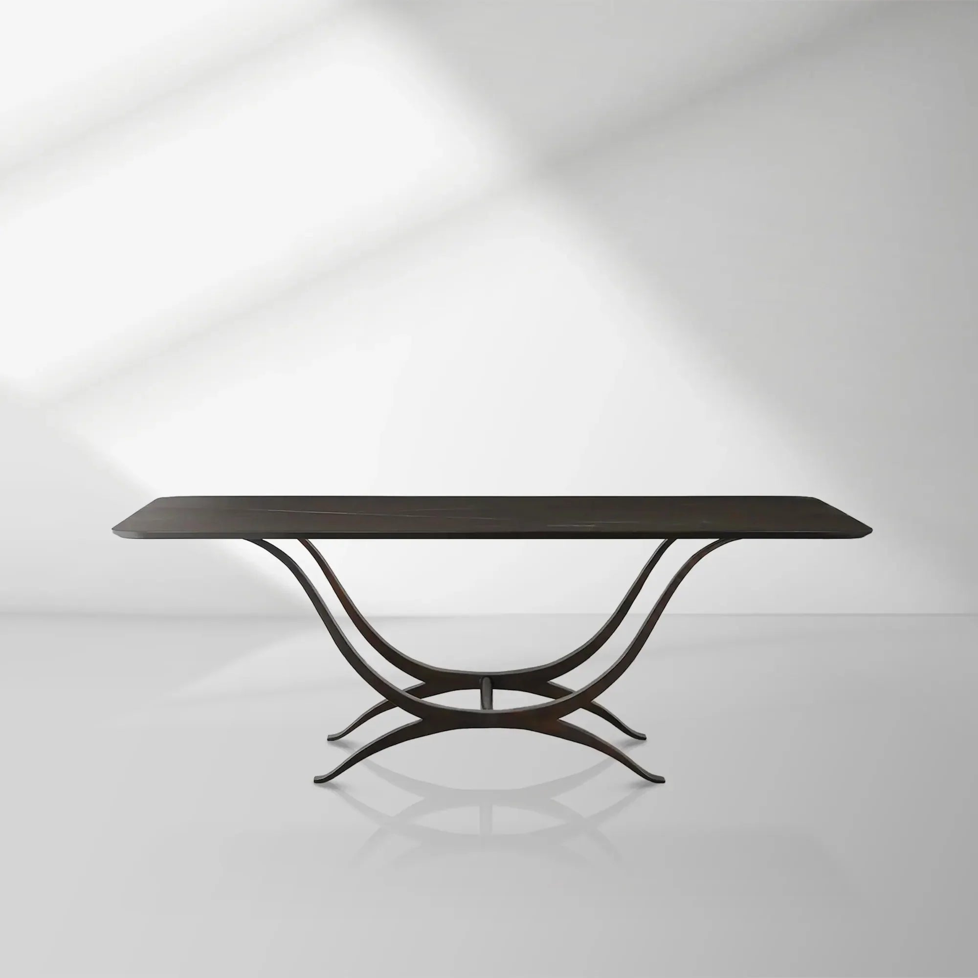 Chorda 84" Rectangular Dining Table Iron Base, Stoneware Tabletop