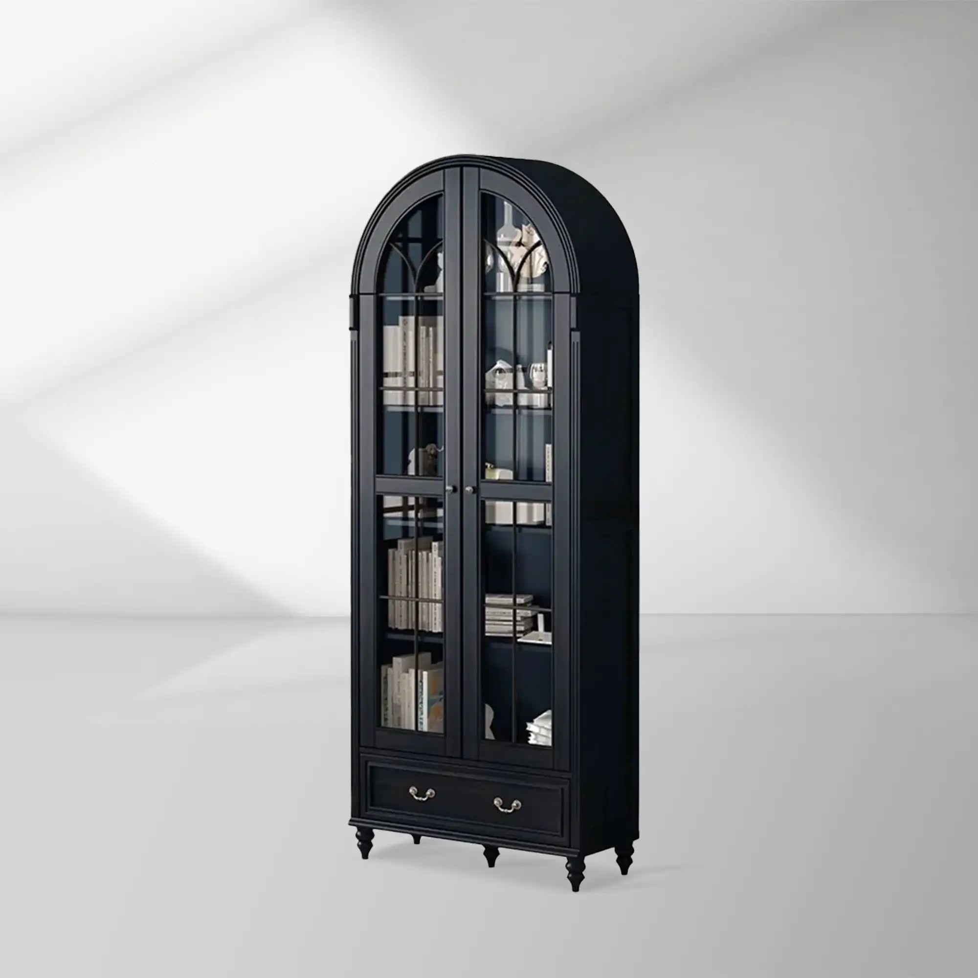 Hattie II Glass tall Display Cabinet Wood Classical European Design