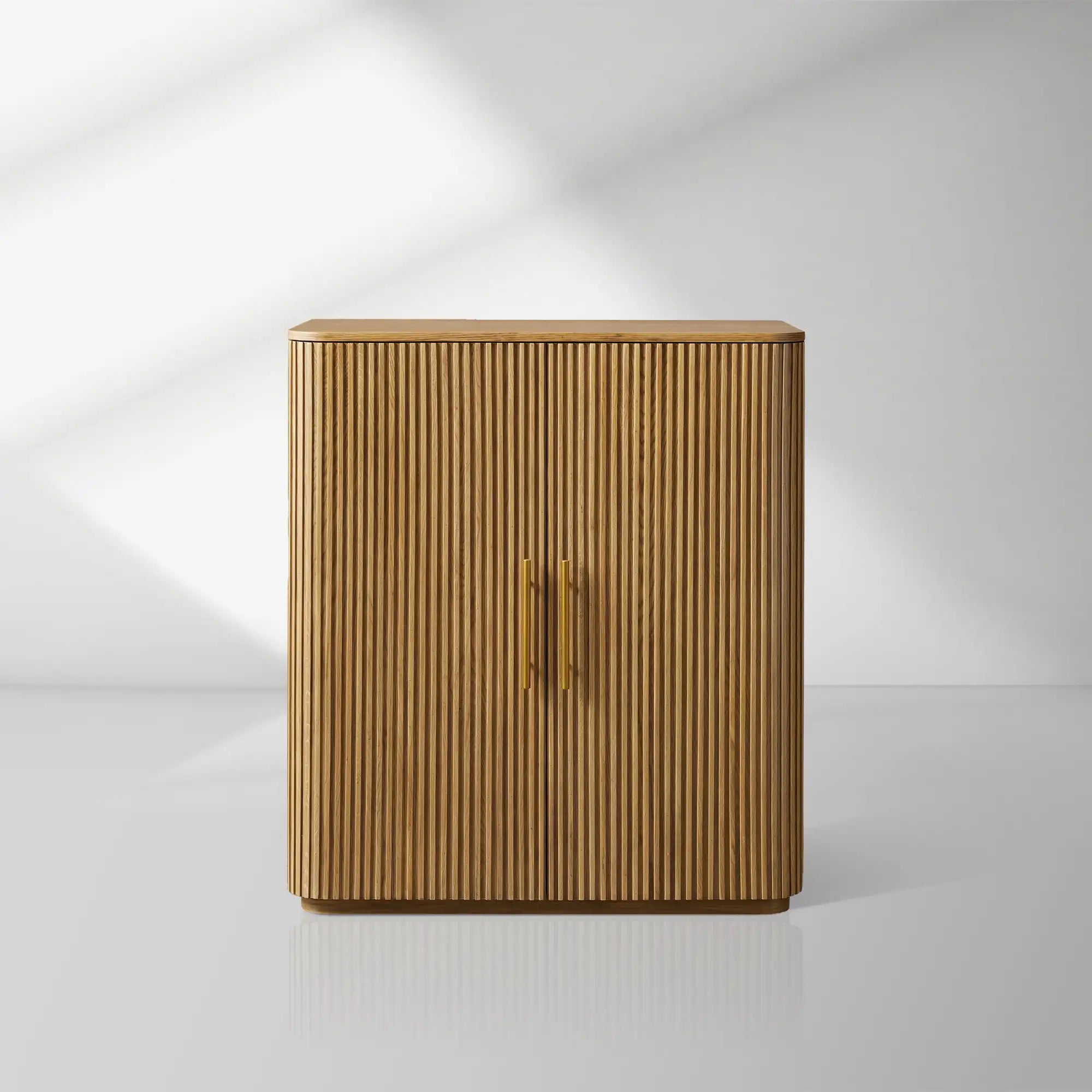 Finnley Wood Bar Cabinet with Metal Base