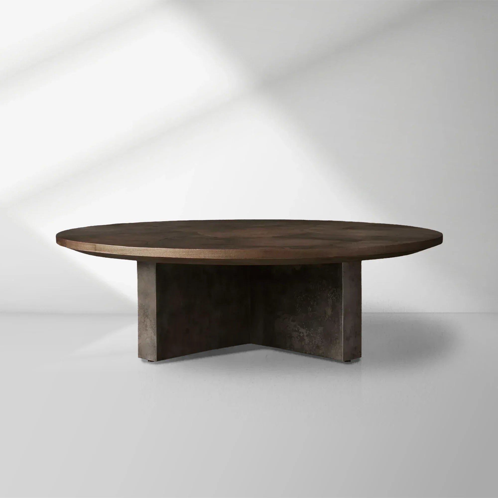 Pola Wood Round Coffee Table Wabi-Sabi Living Room Center Tea Table