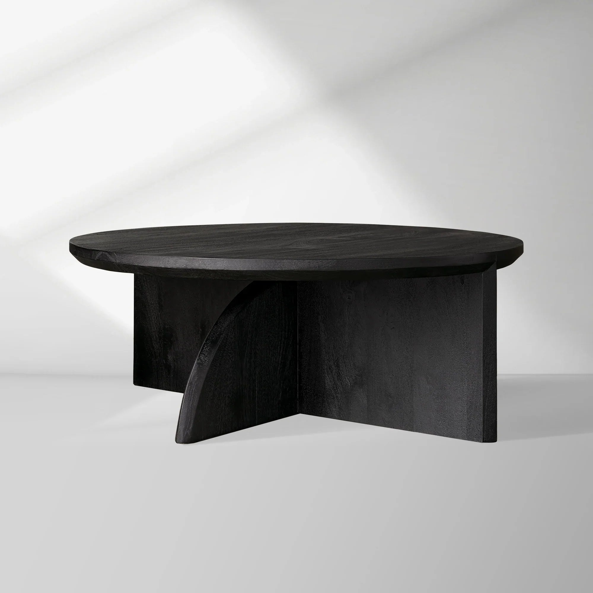Calderone Round Coffee Table Mango Wood Cocktail Table Modern Sofa Center Tea Table
