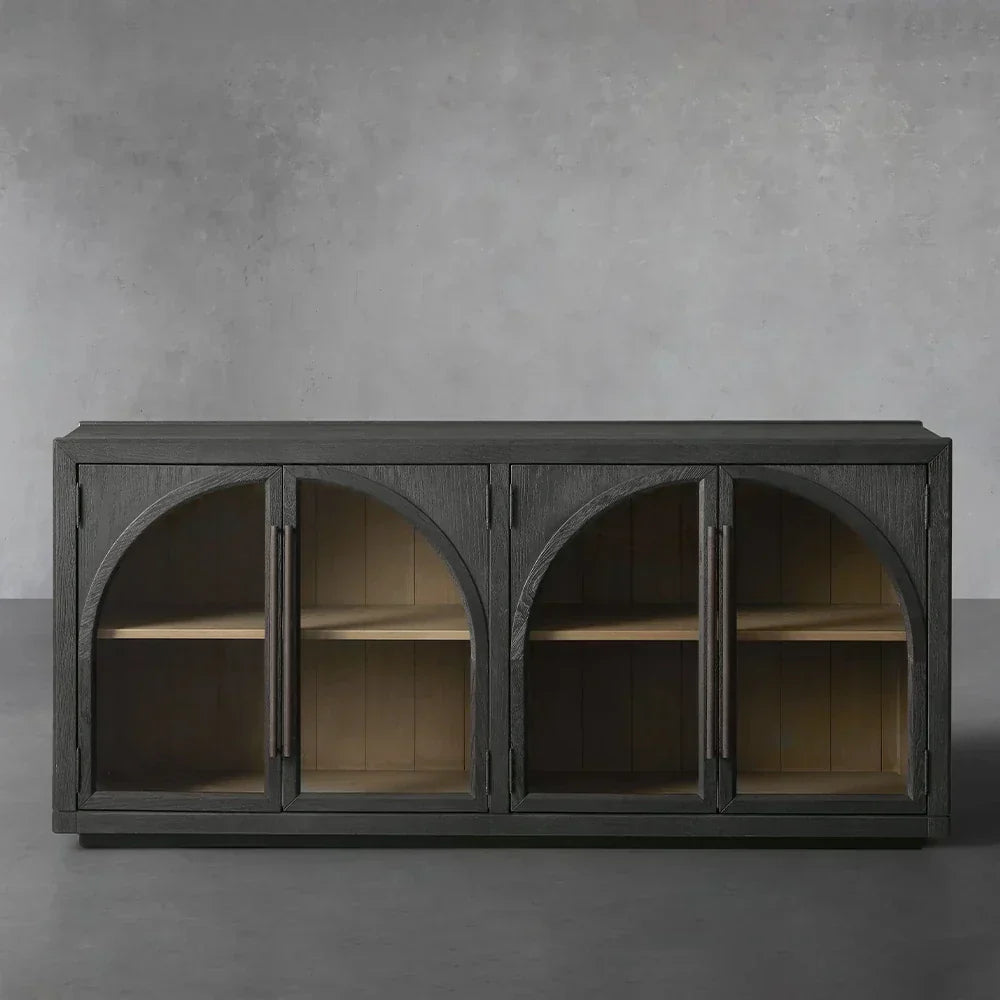 Hattie Solid Oak Sideboard Vintage Arched Buffet Storage Cabinet