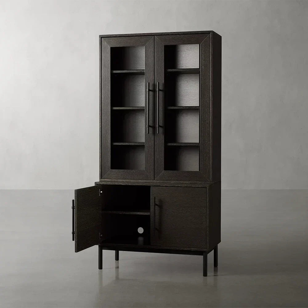 Sullivan Oak Wood Rustic Display Cabinet