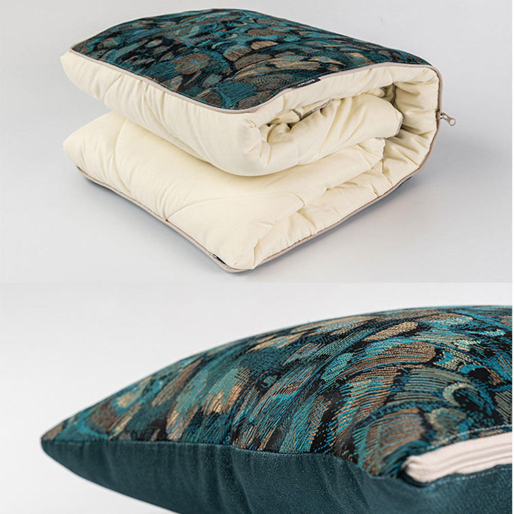Light Luxury Reversible Pillow Blanket 100% Cotton Machine Washable AC Comforter