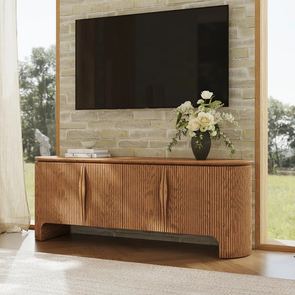 Mid-Century Modern Fluted TV Stand