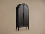 Hattie Oak Storage Cabinet Living Room Wood Tall Display Cabinet Bookcase