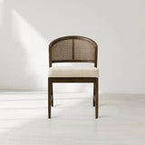Aimee Oak Wood Dining Side Chair Rattan Cane Back Dining Chair Midcentury Living Room Chairs with Upholstered