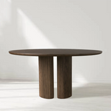 Astor Round Marble Top Dining Table With Oak Wood Base