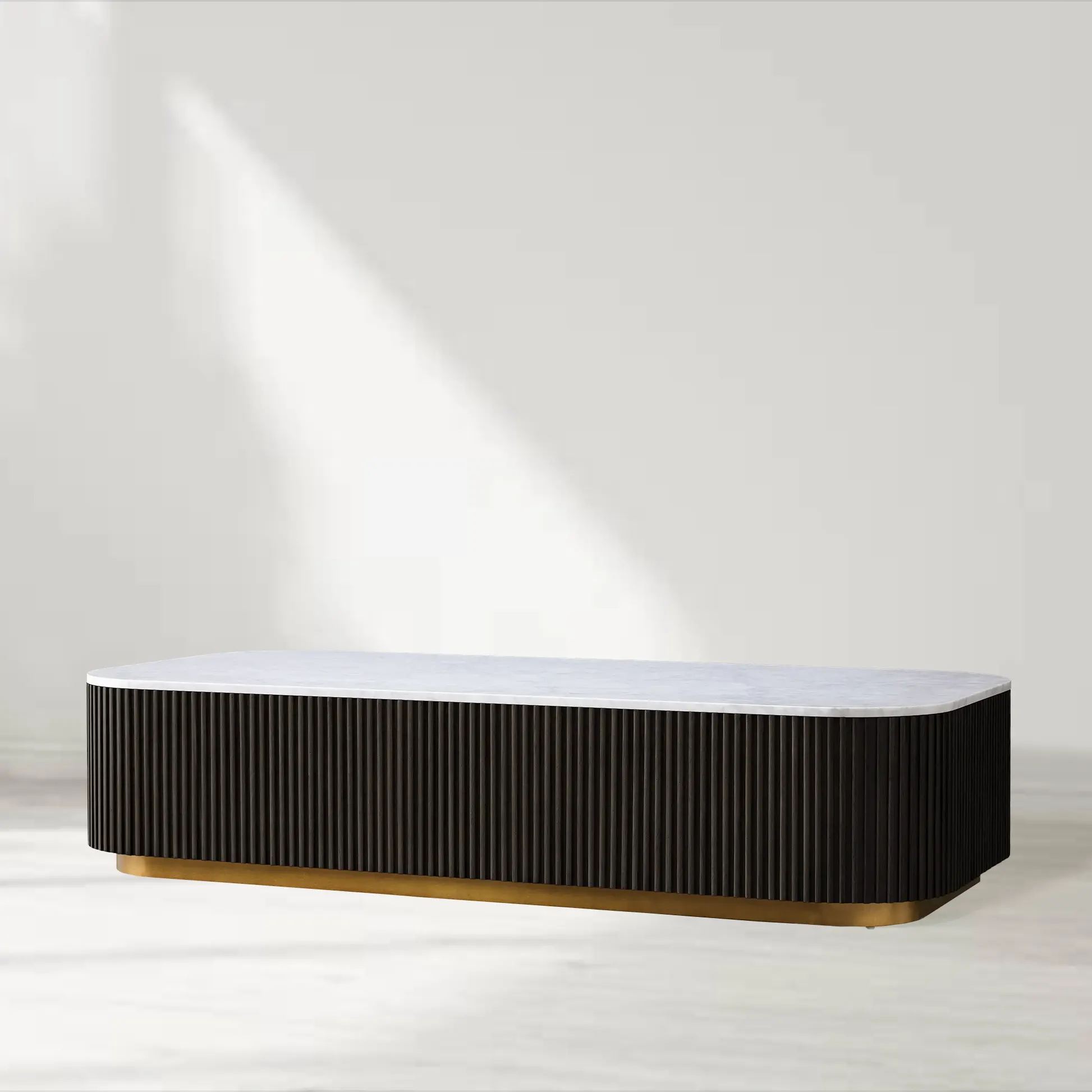 Finnley Solid Wood Coffee Table Stone Top Sofa Center Tea Table