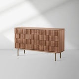 Ariel Woven-Texture 3-Door Sideboard Scandinavian Wood Storage Cabinets