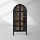 Hattie Wright Mediterranean Glass Door Display Cabinets Wood Living Dining Room Tall Cabinets