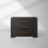 Darwyn Closed Nightstand Wood Bedside Table with Brass Handles Drawer