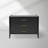 Louis 3-Drawer Fluted Nightstand Wood Bedside Storage Cabinet