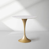 Saint Germain Tavern Small Dining Table Marble Top with Steel Base