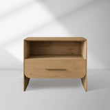 Felton Open Nightstand Oak Bedside Cabinet with Drawer & Shelf