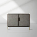 Malone Two-Door Wood Buffet Cabinet Sideboard With Leather Accents