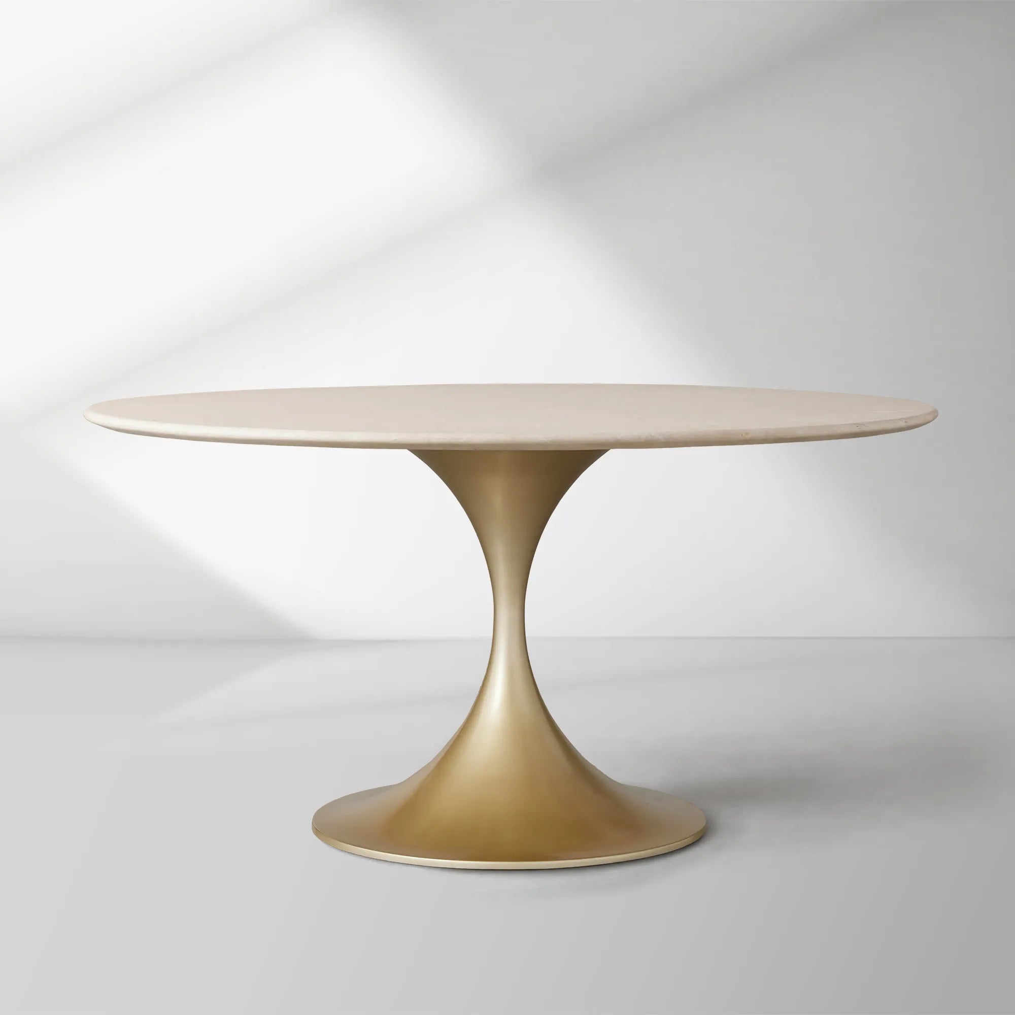 Saint Germain Round Stone Dining Table with Modern Steel Base