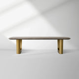 San Germani 72" Carrara marble Top Coffee Table with Rennes Metal Base