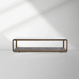 Max Rectangular Glass Coffee Table Faux Shagreen Living Room Center Tea Table