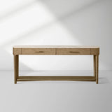 Danny Marble Top Entryway  Console Table Wtih Storage Drawers Oak Wood Hallway Entrance Table