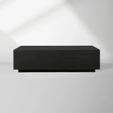 Sullivan Rectangular Oak Coffee Table Black Plinth Base Cocktail Table Wood Living Room Center Tea Table