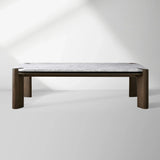 Pyet Marble Coffee Table Oak Wood Base Cocktail Table Elegance Living Room Center Tea Table