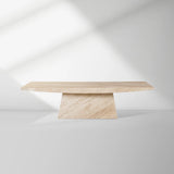 Ilaria Stone Coffee Table Beige Coralle Marble Pedestal Cocktail Table Living Room Center Tea Table