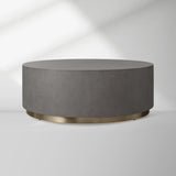 Malone Round Plinth Coffee Table Leather Cocktail Table Modern Living Room Center Tea Table