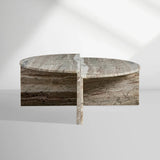 Riggs Modular Marble Circular Coffee Table Natural Stone Cocktail Table Sofa Center Tea Table