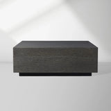 Sullivan Square Oak Coffee Table Black Wooden Plinth Cocktail Table Living Room Center Tea Table