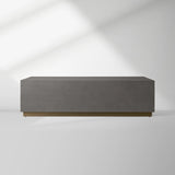 Malone Rectangular Leather Coffee Table Modern Steel Base Cocktail Table Living Room Wood Center Tea Table