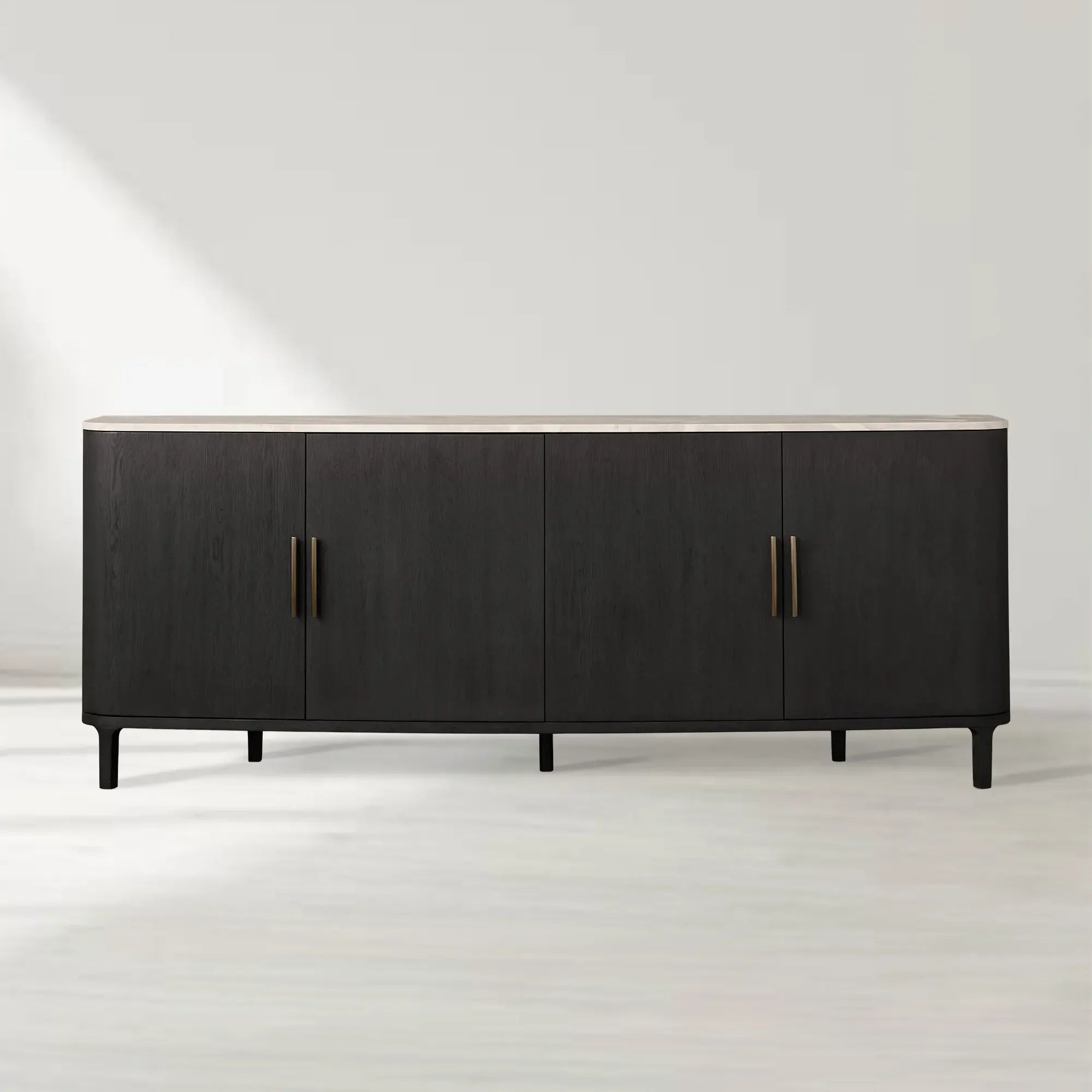 Danny Marble Top Sideboard Oak Wood Buffet Buffet Table Cabinet Country Entryways TV Cabinet