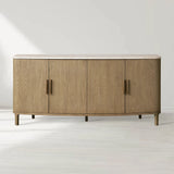 Danny Marble Top Sideboard Oak Wood Buffet Buffet Table Cabinet Country Entryways TV Cabinet