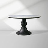 Amelia Marble Top Dining Table with Wood Curved Base Natural Stone Dining Table
