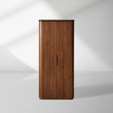 Caden Wood Door Tall Storage Cabinet Walnut Curio Display Cabinet dining Entryway China Cabinet