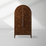 Hattie Burl Tall Cabinet Living Room Natural Wood Grain Storage Cabinet