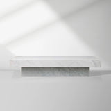 Cinzia Rectangle Stone Coffee Table Natural Marble Cocktail Table Plinth Base Sofa Center Tea Table
