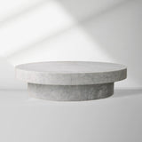 Cinzia Natural Marble Round Coffee Table Stone Cocktail Table Plinth Base Sofa Center Tea Table