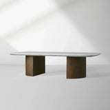 Saint Germain Marble Top Coffee Table Oak Wood Dauphine Base Cocktail Table Living Room Ston Top Center Tea Table