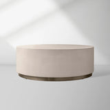 Malone Round Plinth Coffee Table Leather Cocktail Table Modern Living Room Center Tea Table