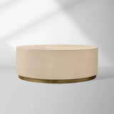Malone Round Plinth Coffee Table Leather Cocktail Table Modern Living Room Center Tea Table