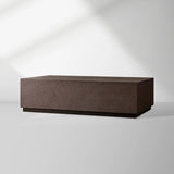 Malone Rectangular Leather Coffee Table Modern Steel Base Cocktail Table Living Room Wood Center Tea Table