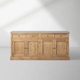 Kensington Marble Top Sideboard Pine Buffet Storage Cabinet Wood Living Room Cabinet