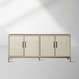Malone Reconstituted Leather Sideboard Wood Buffet Table Living Room Entryways Cabinet