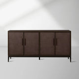 Malone Reconstituted Leather Sideboard Wood Buffet Table Living Room Entryways Cabinet