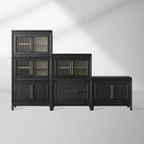 Rowan Wood Modular Wall Unit Mahogany Storage Cabinet with Reeded Glass