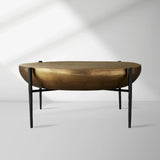 Donovan Cast Aluminum Coffee Table Round Living Room Cocktail Table Metal Top Center Tea Table