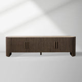 Astor Entryways Storage Sideboard Marble top Cabinet Oak Wood TV Stand Unit