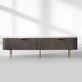 Finnley Low Media TV Stand Storage Cabinet with Stone Top