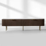 Finnley Low Media TV Stand Storage Cabinet with Stone Top